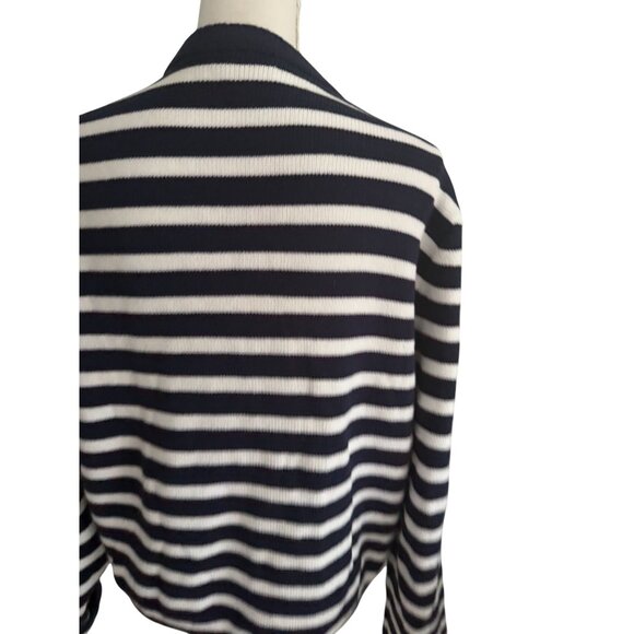 J CREW Knit Navy Blue White Striped Cardigan Size XXL - Picture 6 of 8